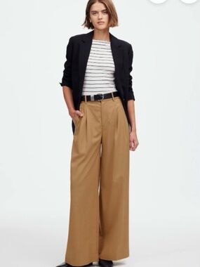 Madewell Wide-Leg 14 tall High-waist tailored Camel slacks NWT